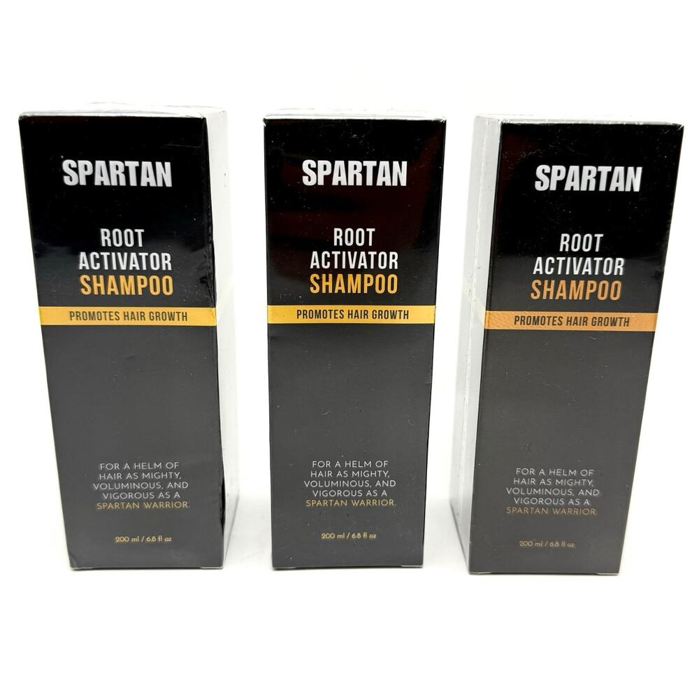Lot of 3 Spartan Root Activator Shampoo 6.8oz 200ml Bottles Promotes Hair Growth